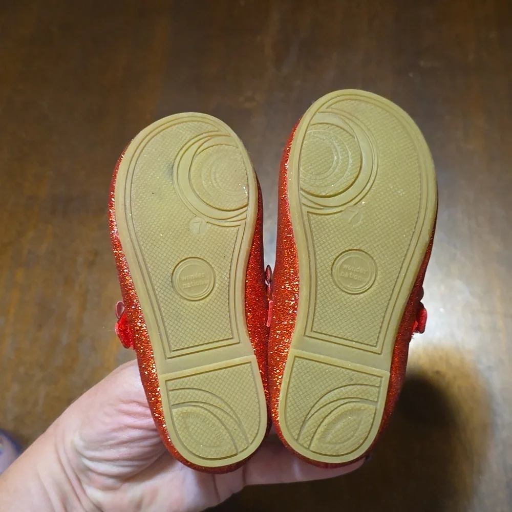 Wonder Nation‎ Red Glitter Dress Shoes for Girls- Size 7